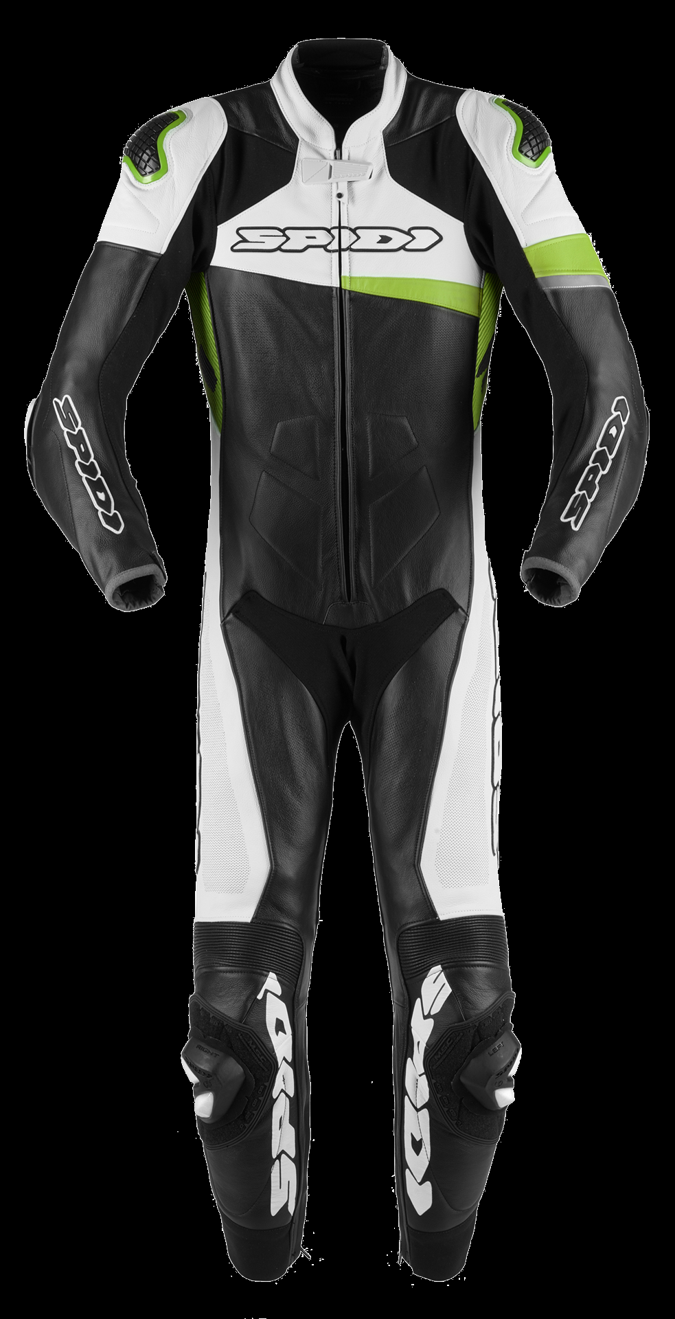 Spidi Warrior Perforated Pro Leather Race Suit Black White Green